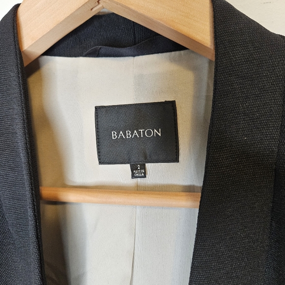 Aritzia Babaton Keith Blazer Jacket Sz 2 Open Front Black Minimalist Corporate - Picture 5 of 14